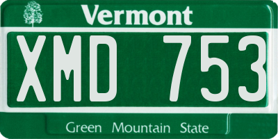 VT license plate XMD753