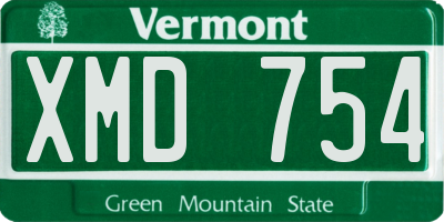 VT license plate XMD754