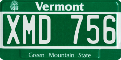 VT license plate XMD756