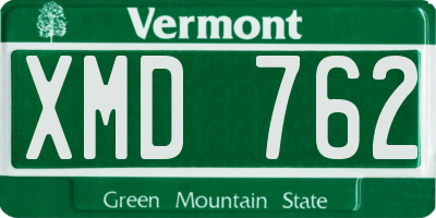 VT license plate XMD762