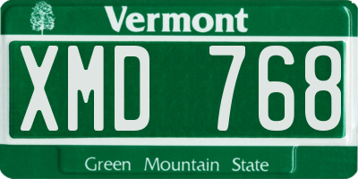 VT license plate XMD768