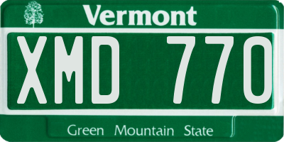 VT license plate XMD770