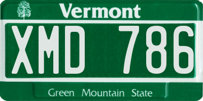 VT license plate XMD786