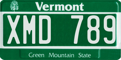 VT license plate XMD789