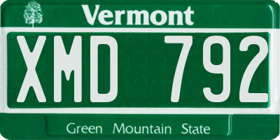 VT license plate XMD792
