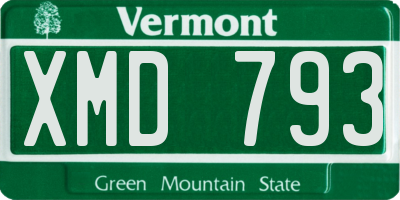VT license plate XMD793