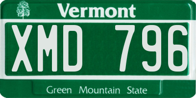 VT license plate XMD796