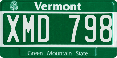 VT license plate XMD798