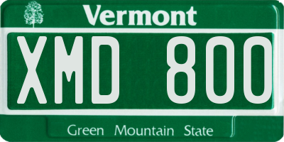 VT license plate XMD800