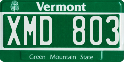 VT license plate XMD803