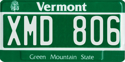 VT license plate XMD806