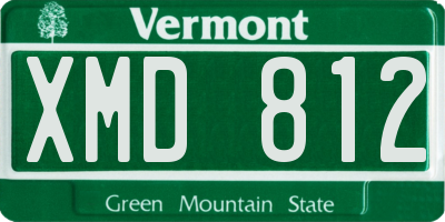 VT license plate XMD812