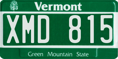 VT license plate XMD815