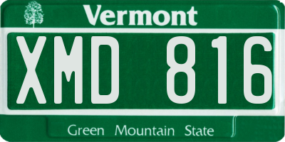 VT license plate XMD816