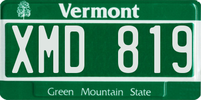 VT license plate XMD819