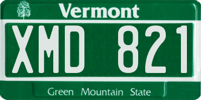 VT license plate XMD821