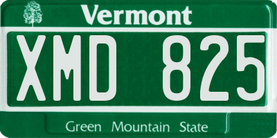 VT license plate XMD825