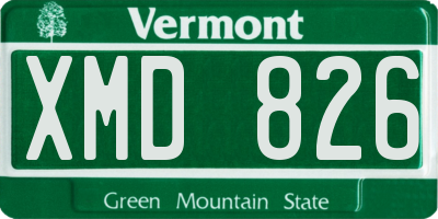 VT license plate XMD826