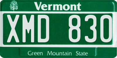 VT license plate XMD830