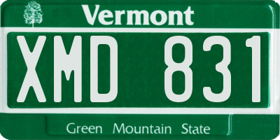 VT license plate XMD831