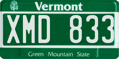 VT license plate XMD833