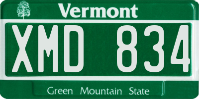 VT license plate XMD834