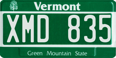 VT license plate XMD835