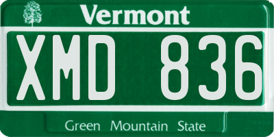 VT license plate XMD836