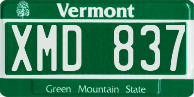 VT license plate XMD837
