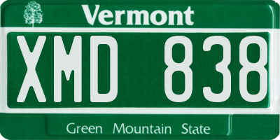 VT license plate XMD838