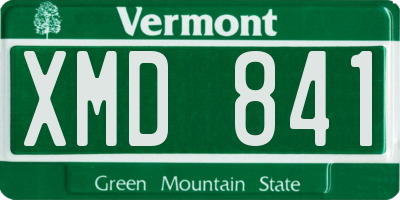 VT license plate XMD841