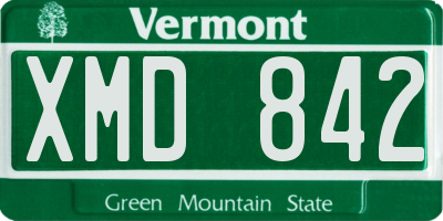 VT license plate XMD842