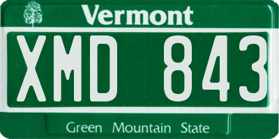 VT license plate XMD843