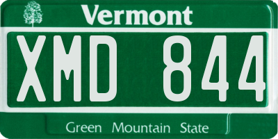 VT license plate XMD844