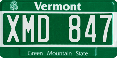 VT license plate XMD847