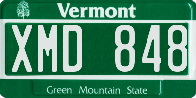 VT license plate XMD848