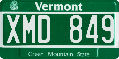 VT license plate XMD849
