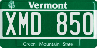 VT license plate XMD850