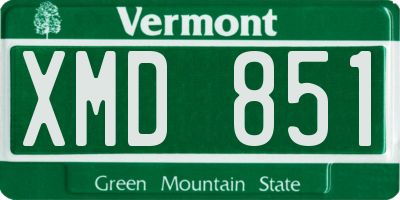 VT license plate XMD851
