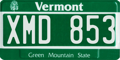 VT license plate XMD853