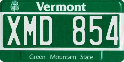 VT license plate XMD854