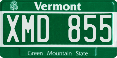 VT license plate XMD855