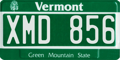 VT license plate XMD856