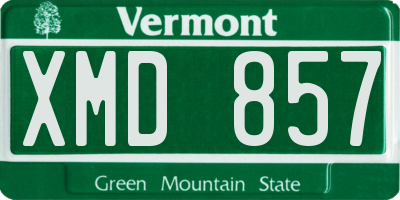 VT license plate XMD857