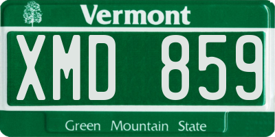 VT license plate XMD859