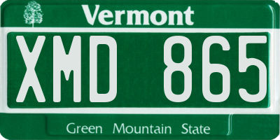 VT license plate XMD865