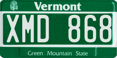VT license plate XMD868