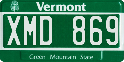 VT license plate XMD869