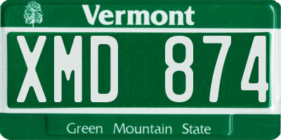 VT license plate XMD874