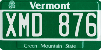 VT license plate XMD876